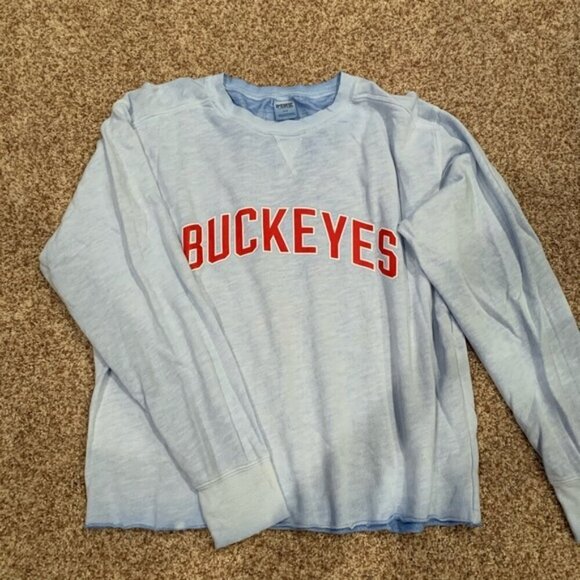 Victoria's Secret PINK Light Blue Ohio State Buckeyes Oversized Sweatshirt Med - Picture 2 of 7
